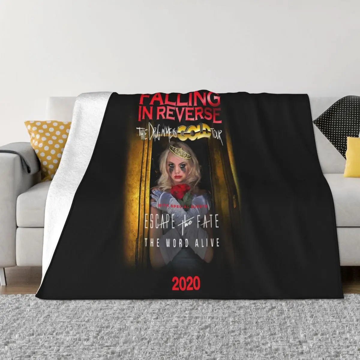 Falling In Reverse 2020 The Drug In Me Is Gold Tour Cotton Interested Famous Breathable Throw Blanket