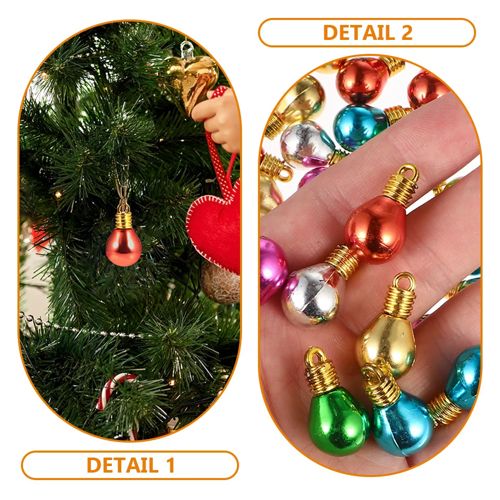 

100Pcs Bulb Shape Beads Christmas Decorations DIY Craft Beads for Necklace Earring Jewelry Making Creative Xmas Ornament Decor
