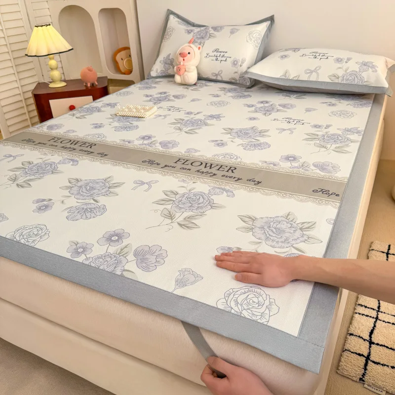 High Quality Cartoon Mat Set for Single 2Pcs Comfort Summer Sleeping Mat with Pillowcase Baby-Grade Anti-Skid Pad with Strap