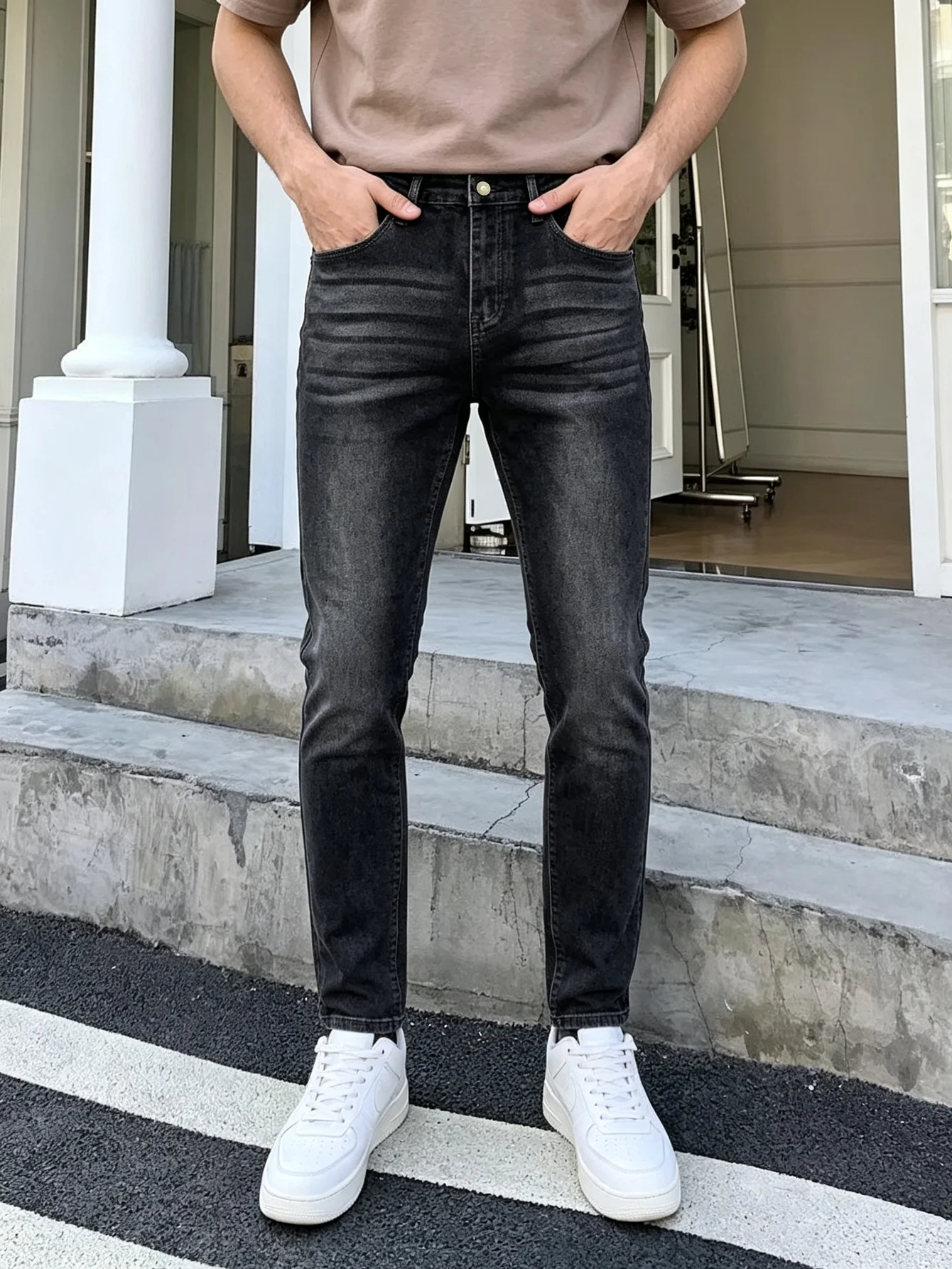 Y2K Fashion Skinny Denim Jeans for Men, Trendy American Street Slim Pants, Casual Daily Wear, Great Gift for Husband
