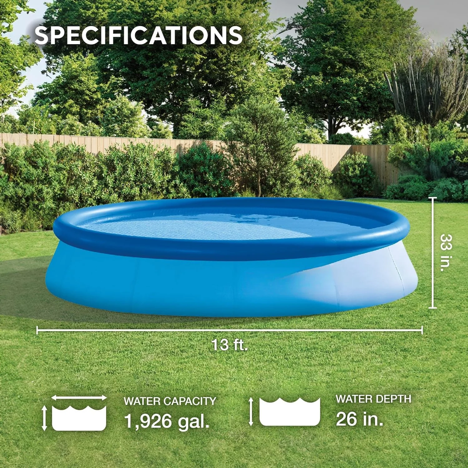 

28141EH Easy Set Inflatable Swimming Pool Set: 13ft x 33in – Includes 530 GPH Cartridge Filter Pump – Puncture-Resistant