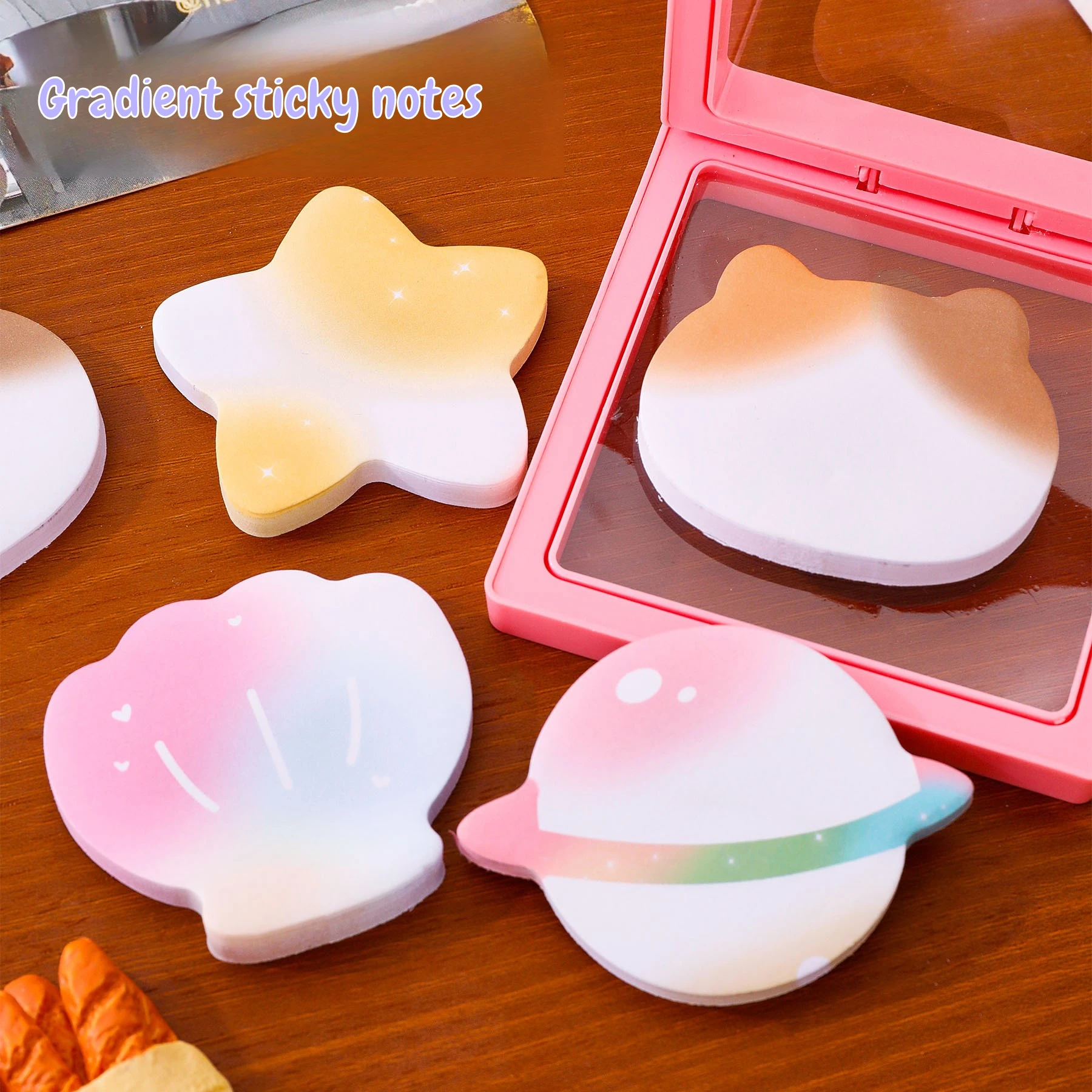Cute Irregular Gradient Sticky Notes for Students Star Planet Shell Love Shaped Messages N times Kids School Office Stationery