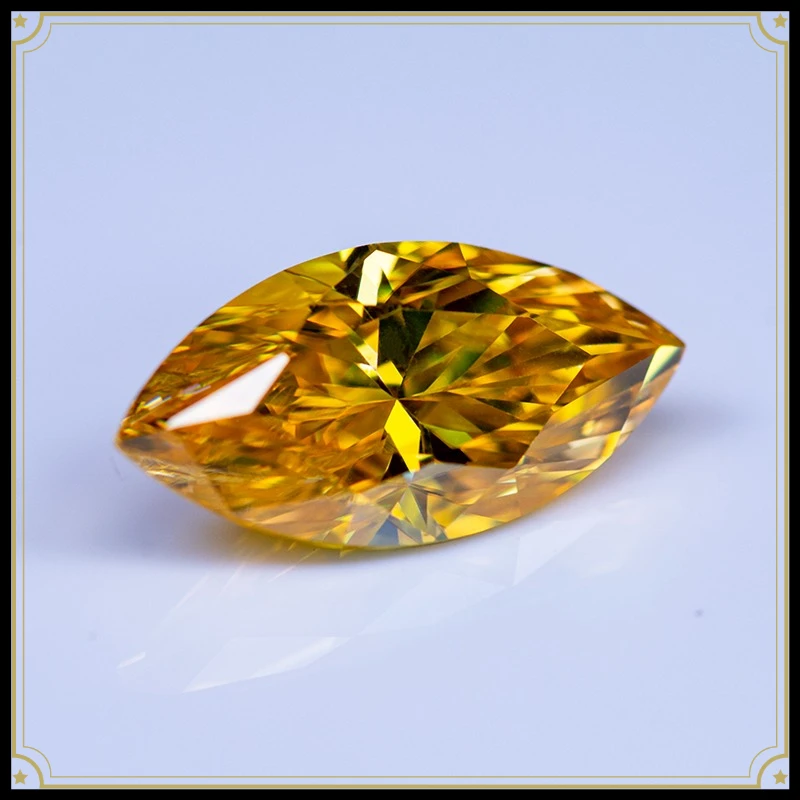 Top Moissanite Stone Marquise Cut Golden Yellow Color For Jewelry Making With Certificate