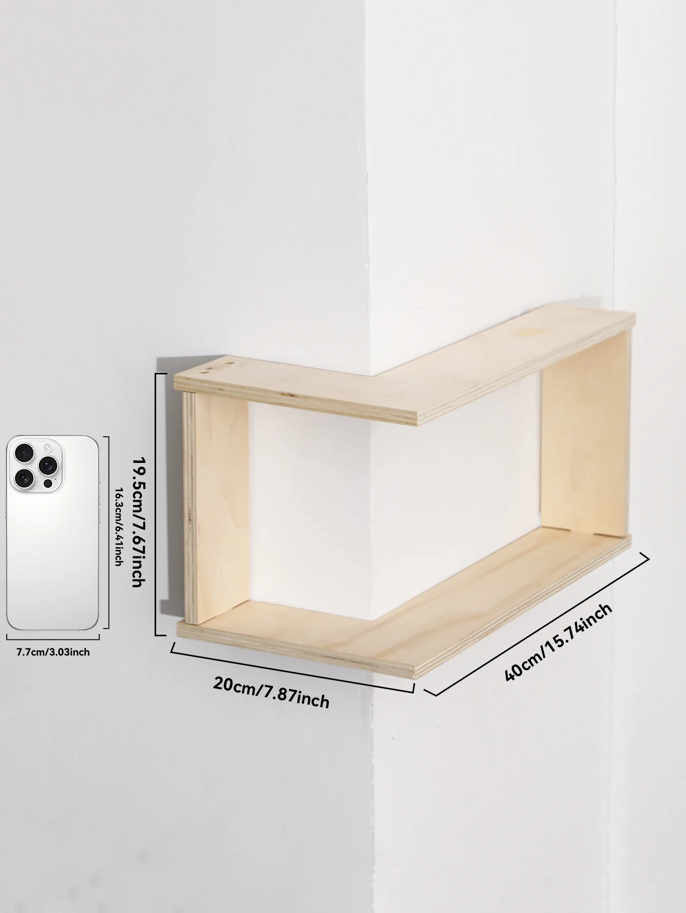 Corner Floating Wooden Shelves Wall Mounted Storage Rack for Living Room Bedroom Home Organizer for Plant & Ornament Art Display - view 6
