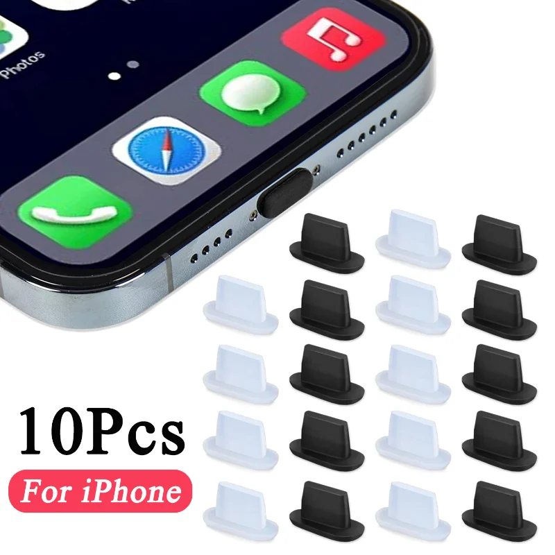Silicone Anti‑Dust Charging Port Stopper Cover Cap, Dust‑Proof Protector Dust Plug Charm Phone Parts for iPhone 12 13
