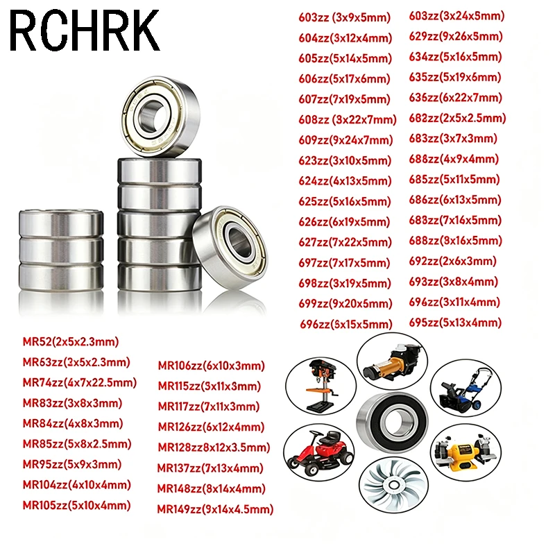 10Pcs Skateboard Bearings Miniature Ball Bearings 606-688 692 693 694 695 696 697 698 699 MR83 MR85 MR104 MR106 MR126 MR149 ZZ