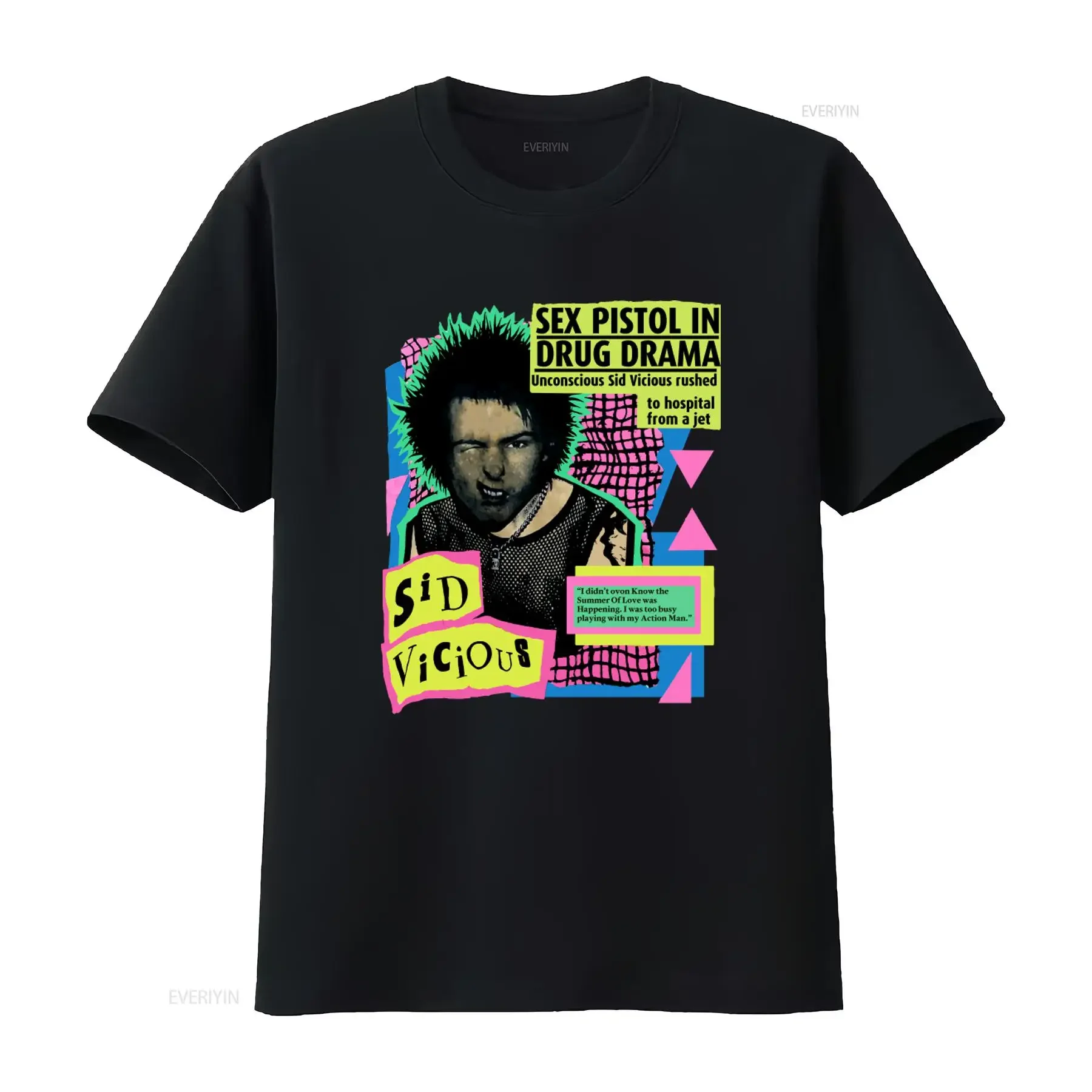 Vtg 80s Sid Vicious Sex Pistols Punk Rock Tour Concert T shirt LNH1623 vintage Washed Casual fashion graphic Slightly Stretched