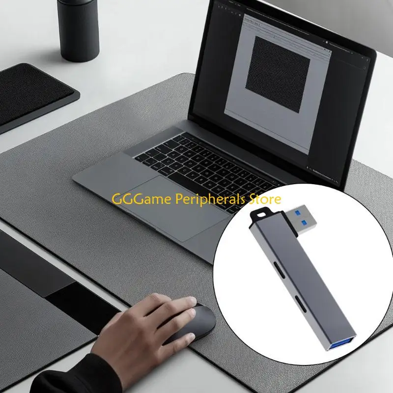 U55B Aluminum Alloy USB3.0 Hub USB3.0 to 2Type C +USB Expansion Dock for Laptops USB3.0 5.0Gbps Port Type C 480Mbps Port