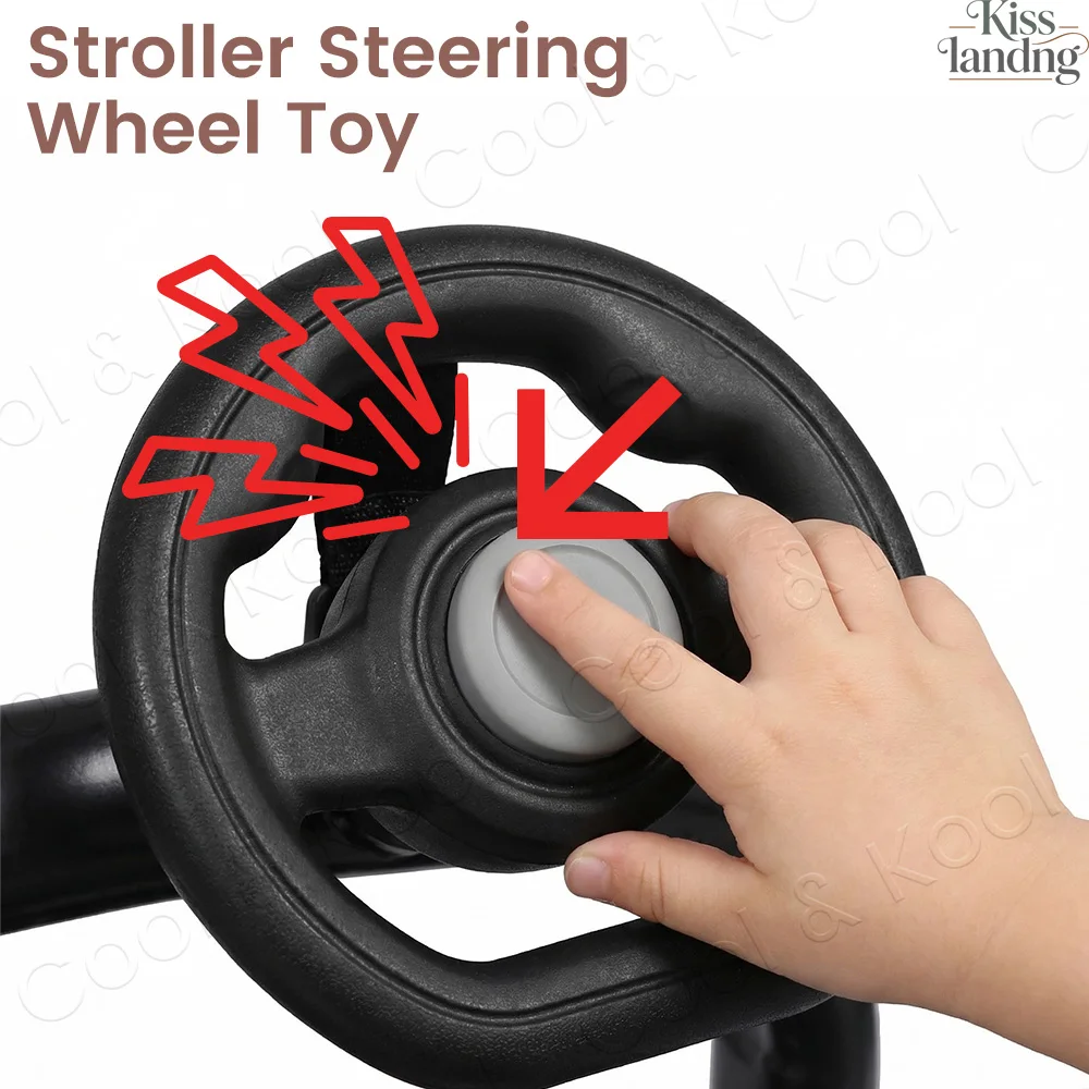 

Stroller Steering Wheel Fun Honking & 360° Rotation to Engage & Calm Fussy Riders, Easy-Attach Design