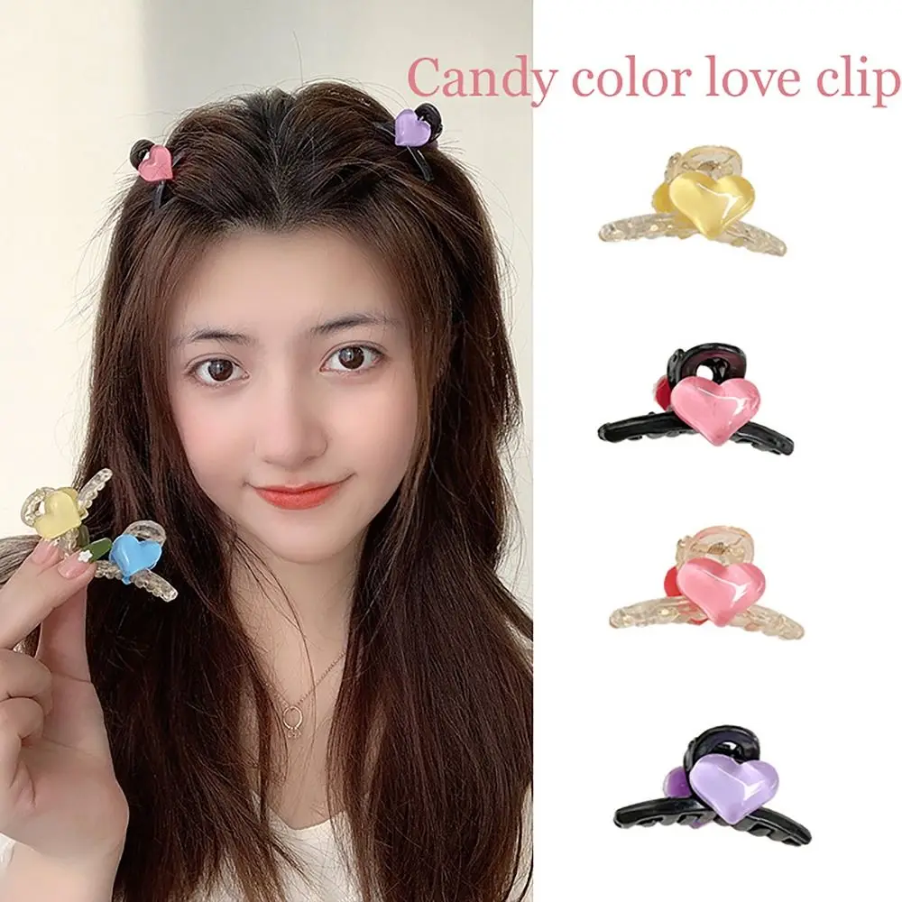 Pinzas de garra de tiburón de Color caramelo, accesorio para el cabello de corazón Simple, Pinza de agarre de flequillo, garra de pelo de Dama