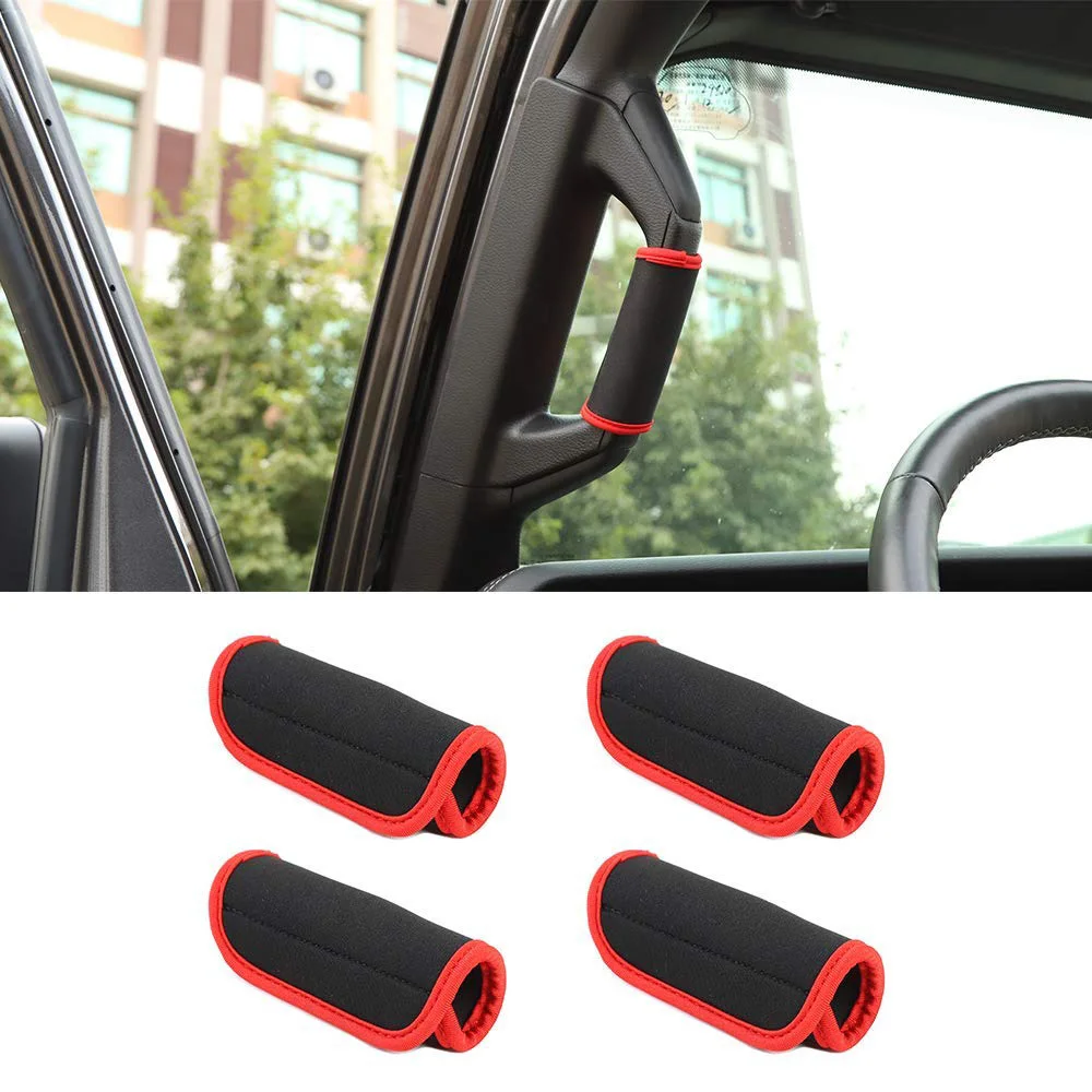 Rooftop Grab Handles Protection Cover for 2018-2020 Jeep Wrangler JL JLU & Jeep Gladiator JT, Interior Accessories, Black & Red