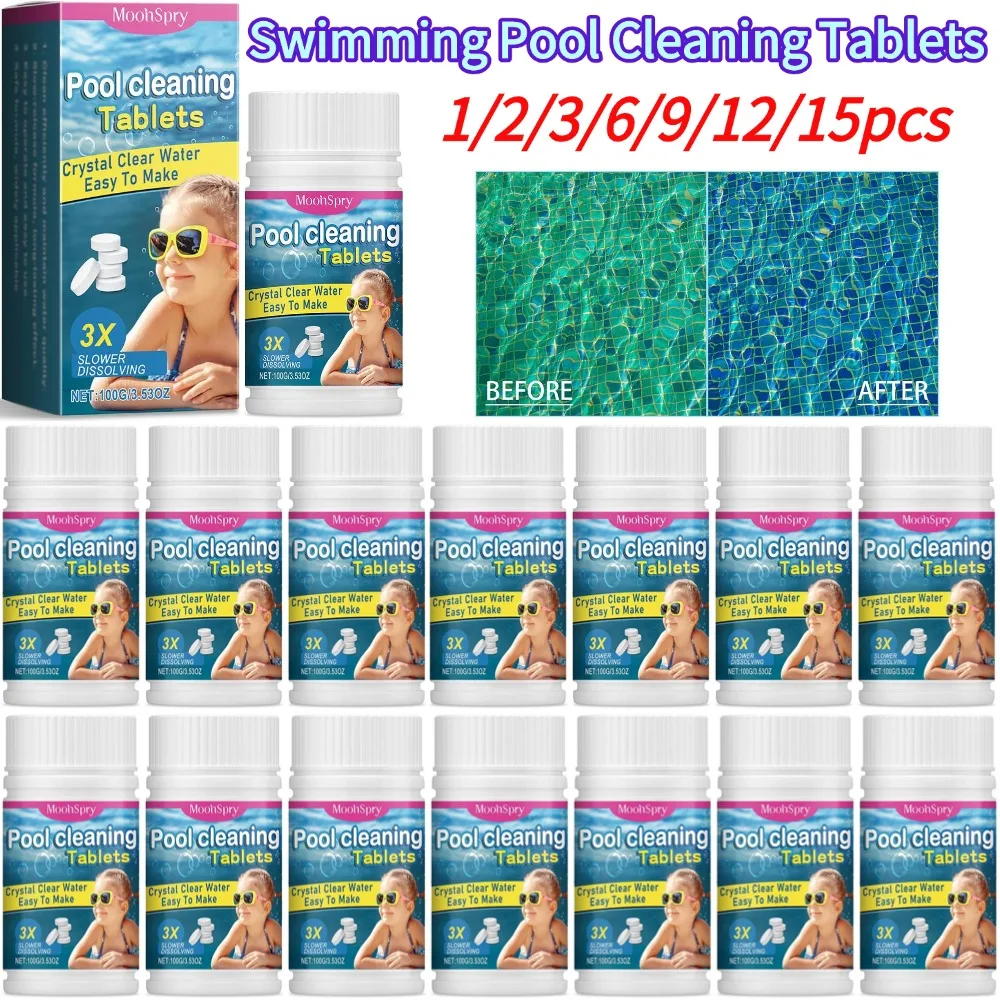 Swimming Pool Cleaning Tablets Pool Clear Water Clarifier Tablets Algae Control Stain Removal Cleaner Pool Winterizing Cleaner
