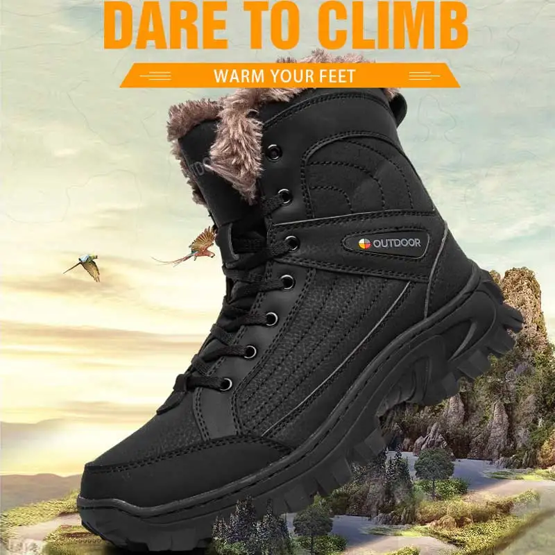 

Снегоступы на толстой подошве из плюша и меха с высокой трубкой и износостойкими ботинками на толстой подошве, походная и альпинистская обувь.