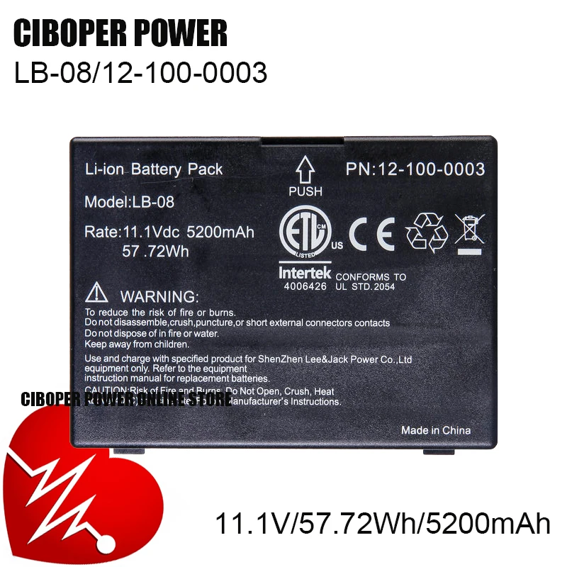 CP Medical Battery LB-08 / 2-100-0003 11.1V/57.72Wh/5200mAh For A5, A6,A8 Main Battery and Q3 V6 Q4 Q5 Battery Replacement