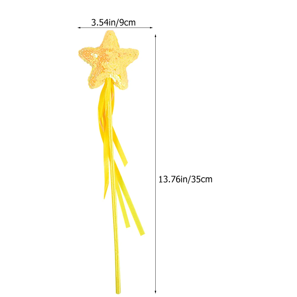 3Pcs Star Shape Fairy Wands Ribbon Design Portable Kids Fairy Rods for Parties Concerts Stage Prop Accessories