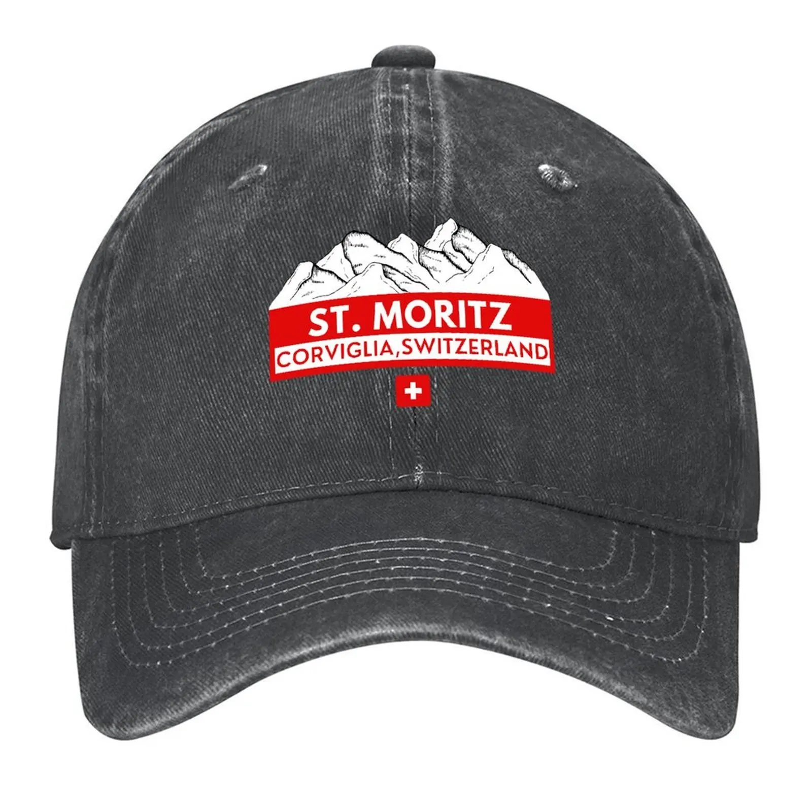 

ST MORITZ CORVIGLIA SWITZERLAND SKI SNOWBOARD Baseball Cap fun hats Dropshipping Bobble Hat Snap Back Hat Female Men's