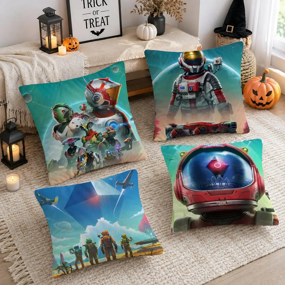Video Game N-No Mans Sky Cushion Cover Plush Decorative Pillow Case With Hidden Zipper Cutecore Room Decor For Home