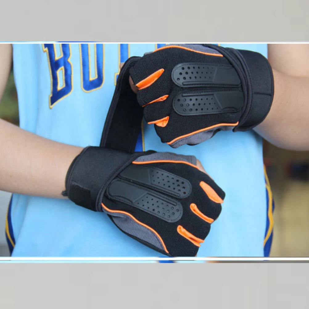 

Anti Slip Sports Gloves Weight Lifting Half Fitness Gym Workout Training Fingerless Adjustable Wrist Support Silicone Pads