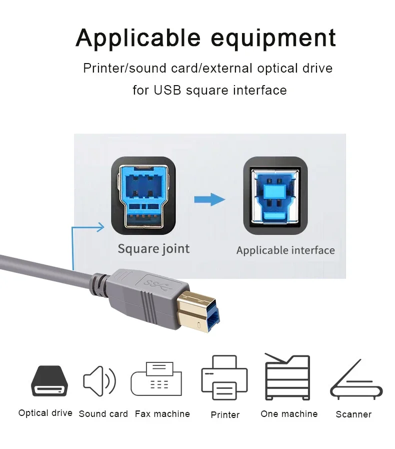 Kabel drukarki USB Anmck rodzaj USB B męski na męski kabel USB 3.0 2.0 do Canon Epson HP drukarka etykiet ZJiang DAC 1.5m 3m 5m 10m