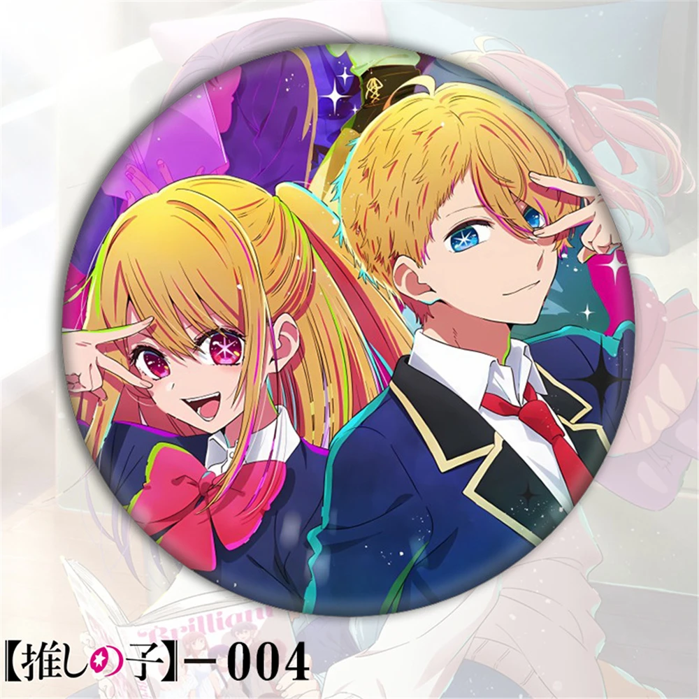 58mm Anime OSHI NO KO Hoshino Acquamarina Arima Kana Yoshigoro Saito COSTUME Cosplay Distintivo Pin SPTE Spilla in banda stagnata ﻿   Prop Gilf