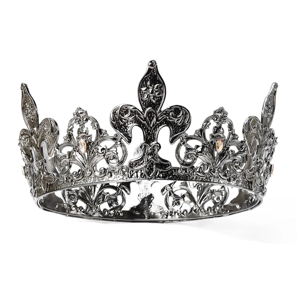 2 Colors Royal King Queen Crown Set Silver Gold Fleur-de-lis  display picture 1