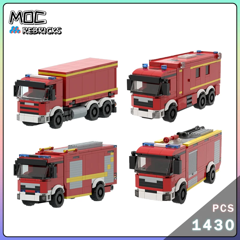 

MOC City Series Wechselbrücke ELW 2 TLF Feuerwehr MAN KW Scania Модель пожарной машины Строительные блоки DIY Головоломка Кирпич Игрушка Подарки