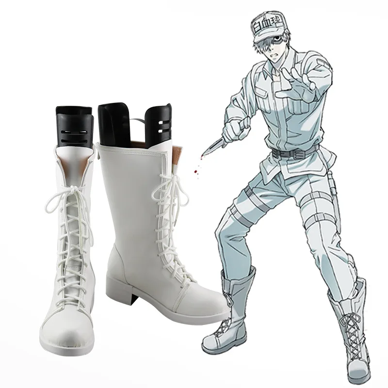 Anime Cells at Work! Haemocyte 8787 White Blood Cell Custom Made Cosplay Boots Shoes Halloween Props