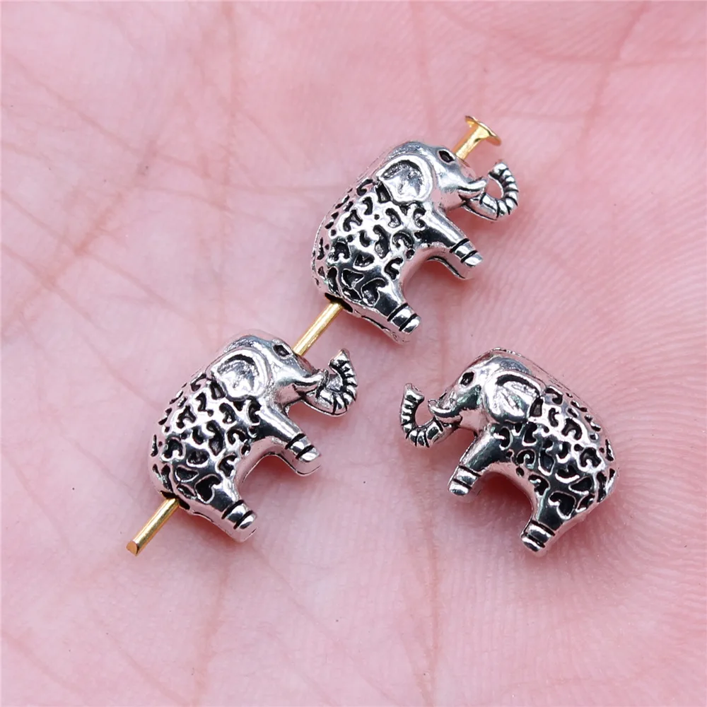 20pcs Elephant Charms For Jewelry Making Elephant Beads Antique Bronze Silver Color Antique Jewelry Making DIY Handmade Craft