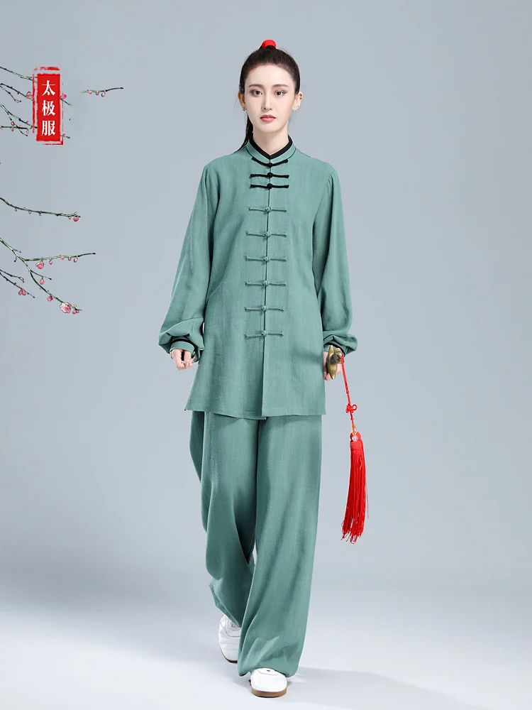 New Women's Linen Cotton Tai Chi Suit, Chinese Style Multi-Color Uniform for Spring/Autumn Martial Arts Performance & Practice