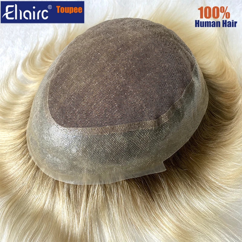 T color 4/613 Australia ----Male Hair Prosthesis Toupee Men Lace and PU Breathable Men's Wig For Men Natural Hairline Mens wigs