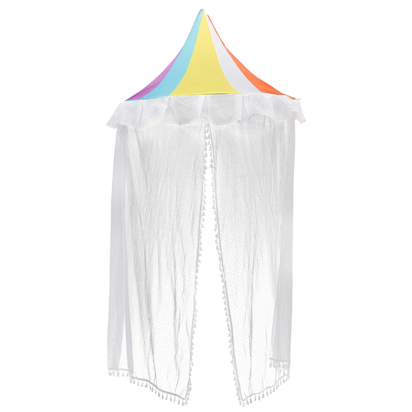 Bed Canopy Rainbow Half-Round Dome Reading Tent Semi-Circle Crib Canopy Castle Fairy Net for Bedroom Decor