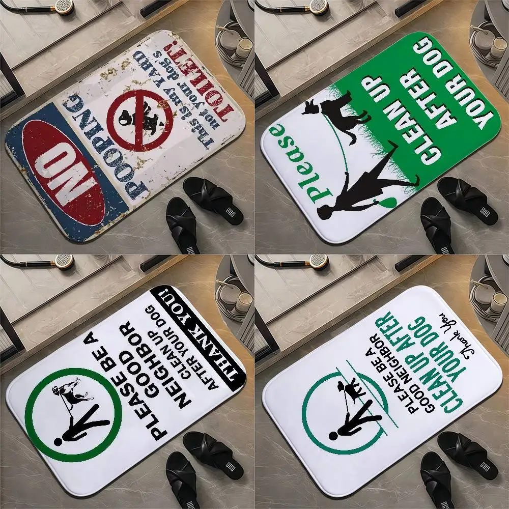 

Please Clear Dog Poop Warning Metal Tin Signs Park Floor Mat Printed Large Carpets Room And Bedroom Carpets Bathroom Anti Slip