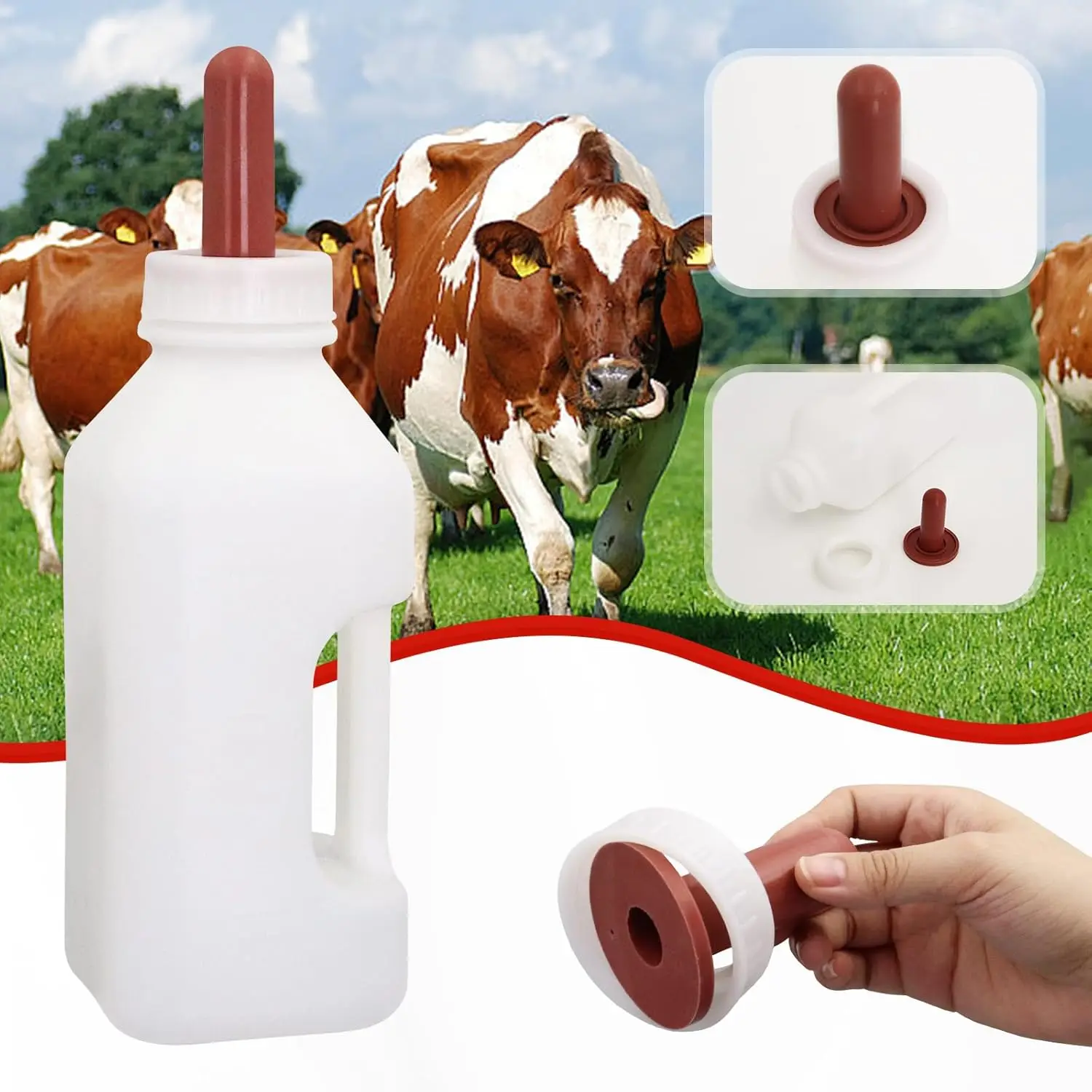 2L Kalb Milch Feeder Flasche Mit Nippel Kalb Lamm Milch Flasche Rinder Melken Fütterung Ersatz Trinker Vieh Versorgung Werkzeuge – Detail 6