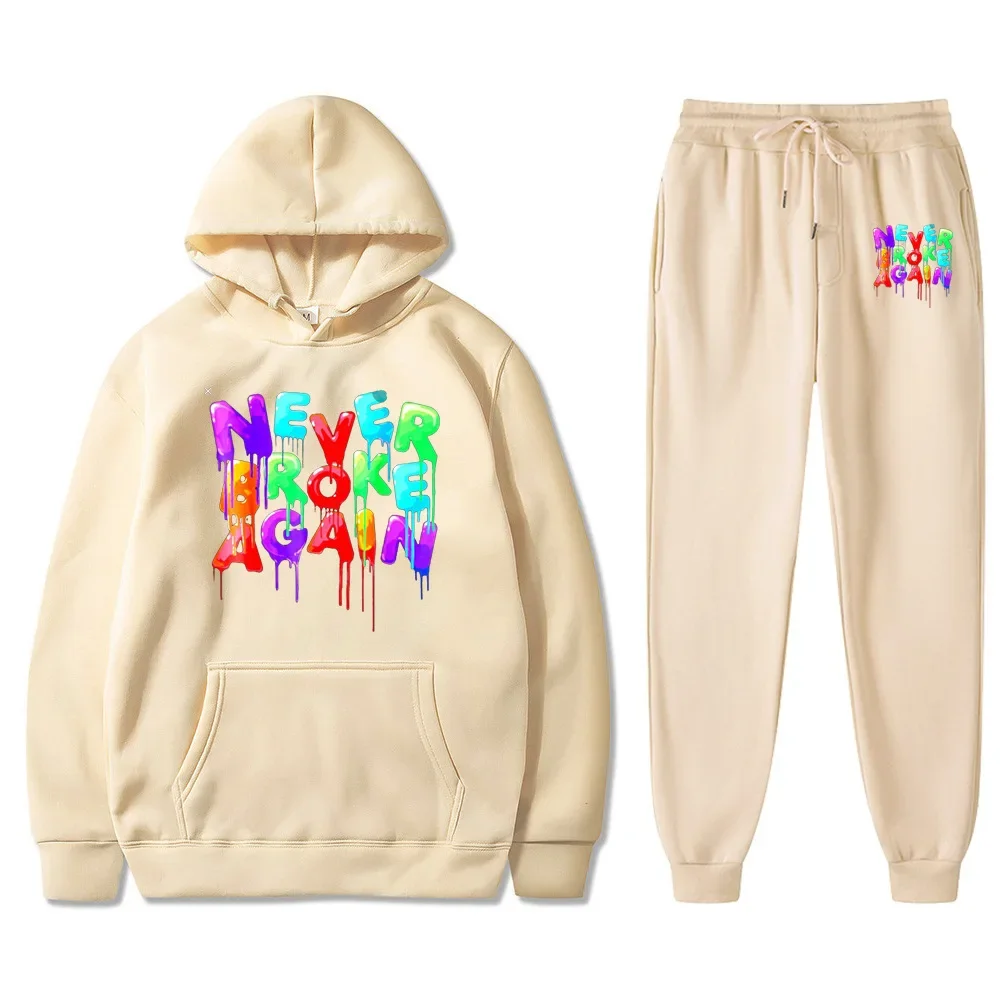 2025 outono/inverno conjunto de moletom masculino e feminino-letra impressão-multi-cor moda retro hip-hop conjunto de roupas esportivas