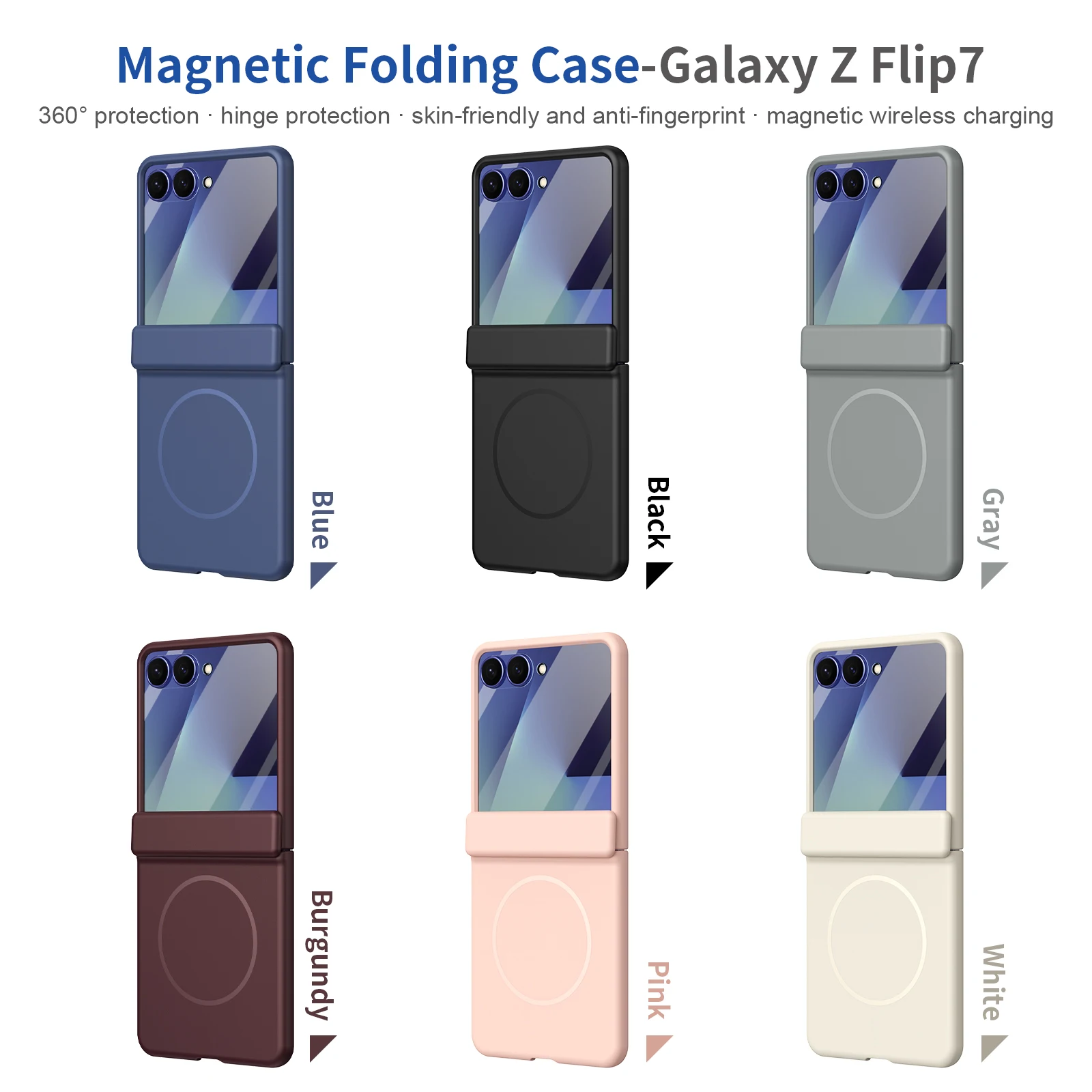 Cubierta de vidrio templado de protección completa de lente para Samsung Galaxy Z Flip 7 6 5 4 3 5G Flip7 película magnética resistente a caídas funda de teléfono