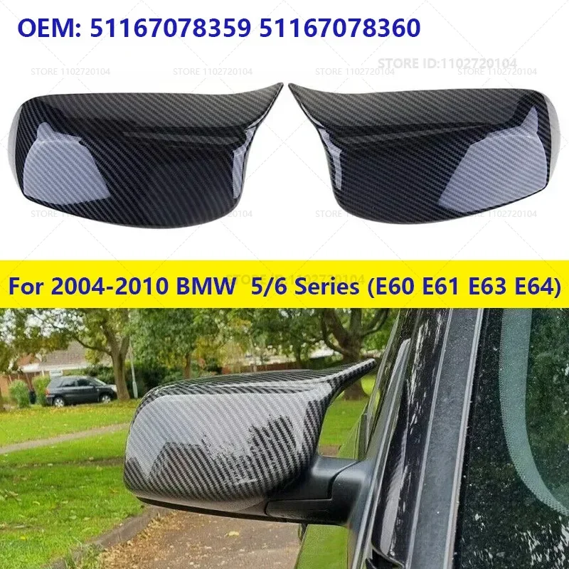 For 2004-2010 BMW 525i 528i 530i 535i 545i 550i 645ci 650i (E60 E61 E63 E64) Side Mirror Cover Caps 51167078359 51167078360