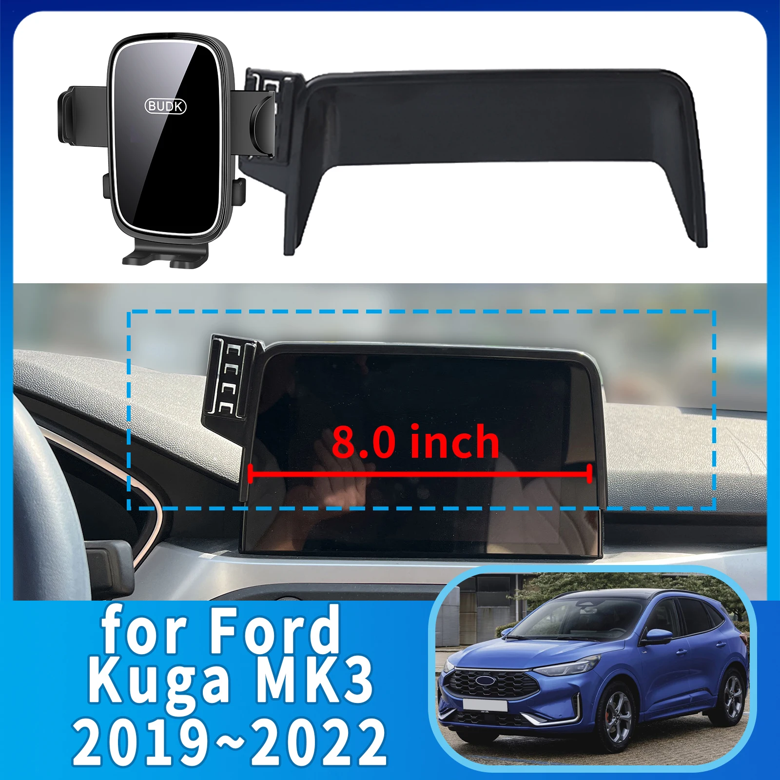 

fit for Ford Kuga MK3 3d 2019-2022 ST-Line (8in) Custom Fit Phone Holder Mount Dashboard Screen Base No Drill Car​​ accessoires