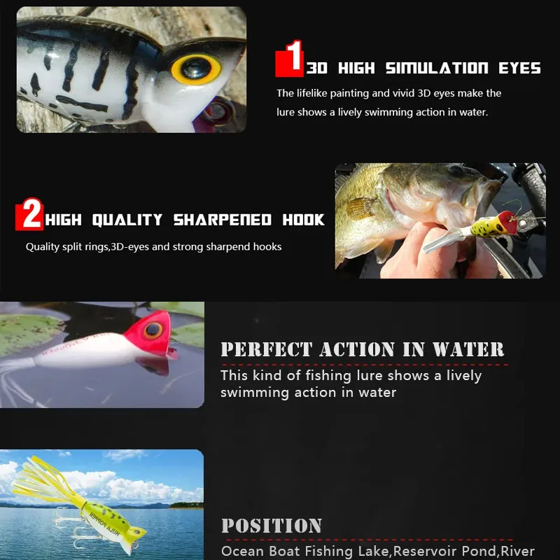 Señuelo Popper de superficie 50mm – Artificial para pesca en mar - imagen 4