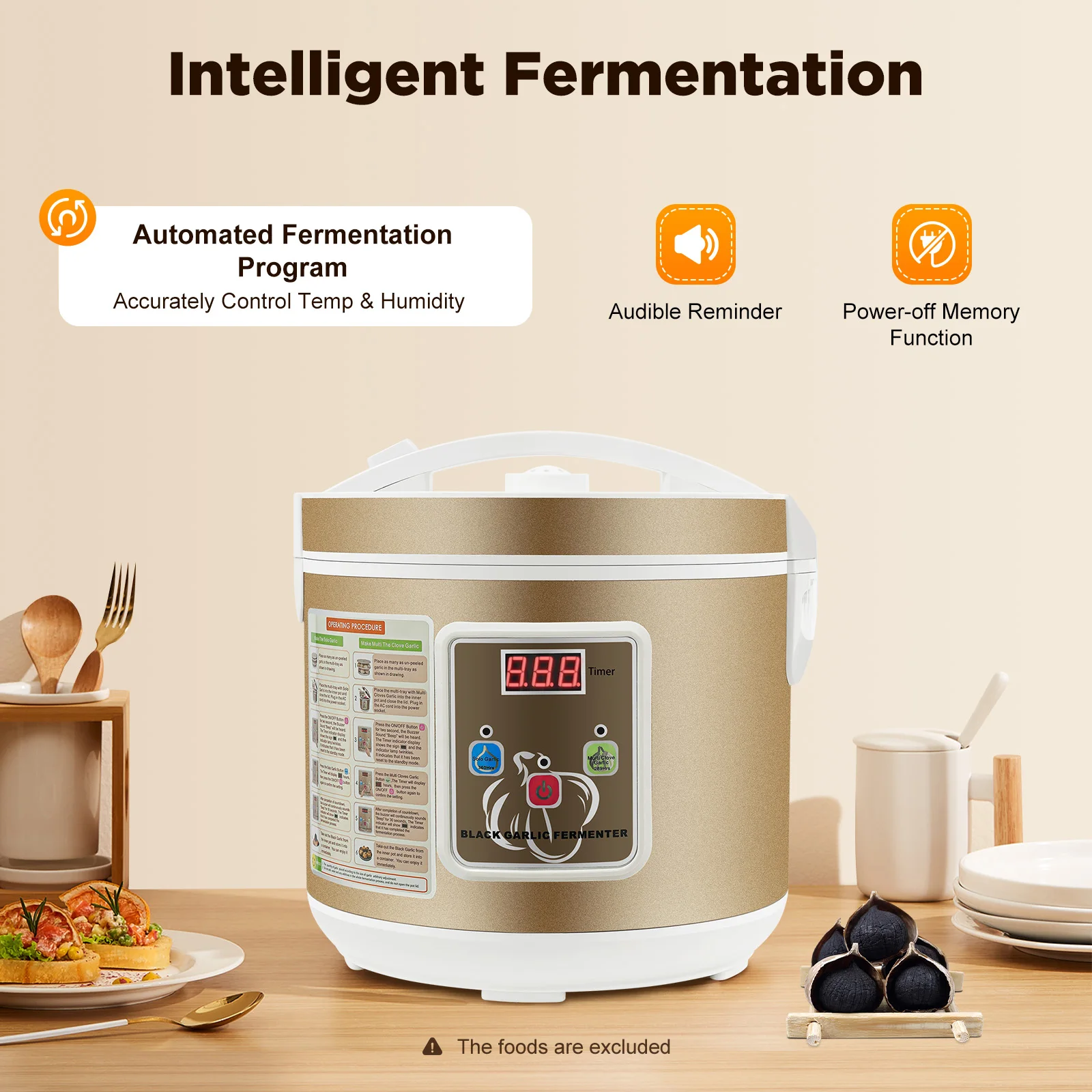 5L Schwarzer Knoblauch-Fermenter 90W Intelligente Fermentationsmaschine mit automatischer Temperatur- und Feuchtigkeitsregelung für Joghurt, Kimchi, Kombucha – Detail 3
