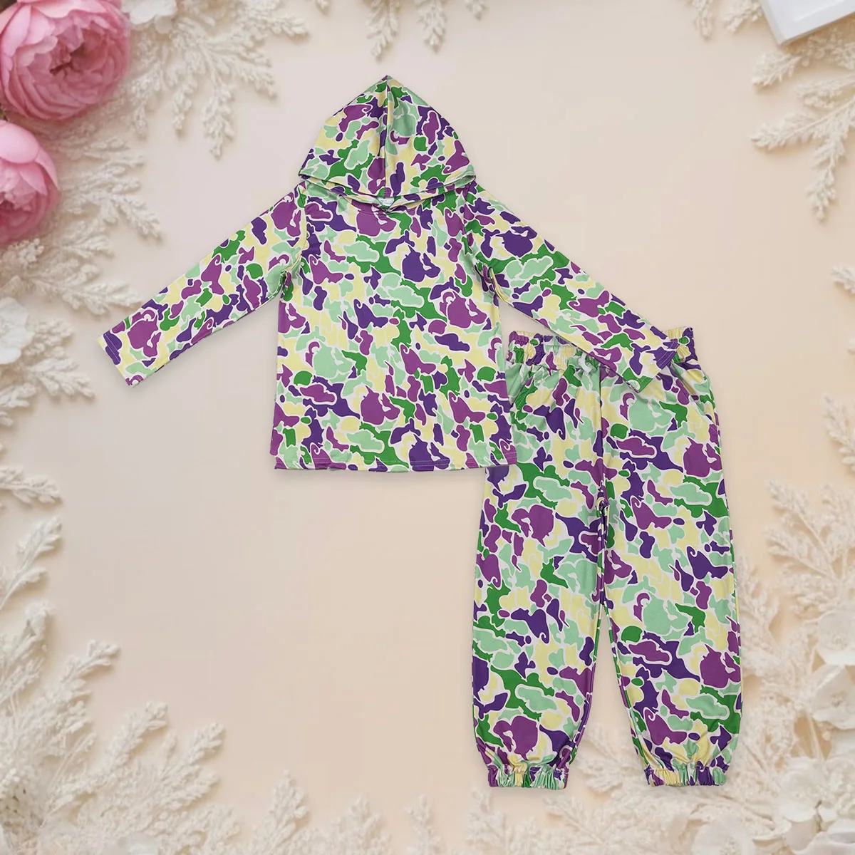 

Детский комплект для маленьких мальчиков, камуфляжные толстовки с длинными рукавами Mardi Gras, верхние карманы, штаны для бега, комплекты одежды, детская весенняя одежда, оптовая продажа