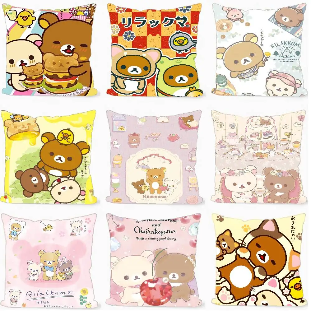 

Anime Cute Cartoon R-Rilakkuma Cushion Cover Car Throw Pillow Case For Sofa Car Christmas Gift