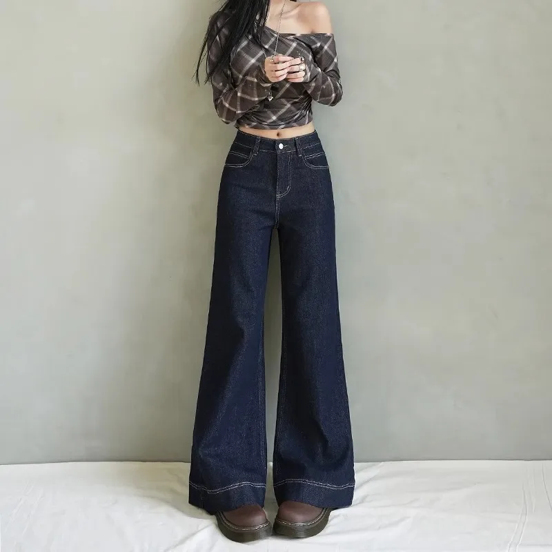 

Slimming High Waist Wide Leg Denim Jeans Women's Autumn Winter New Style Loose Fit Casual Cotton Stretch Denim Pants