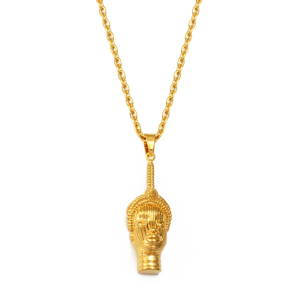 Anniyo African Ife King Head Nigeria Ethnic Ornament Pendant Necklaces Jewelry Africa #300206