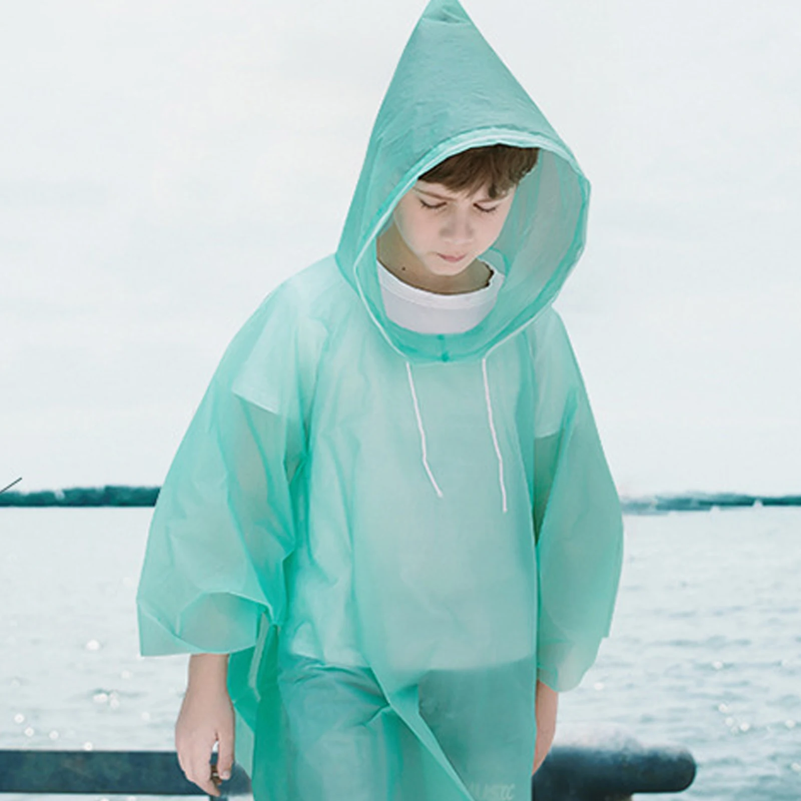 

4Pcs Kids Raincoats Peva Material Wear-Resistant Lightweight Portable Convenient Rain Poncho Children Outdoor Use