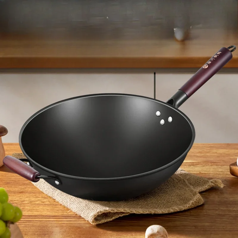

Round Bottom Wok, Home Healthy Uncoated Wok, Quick Heat Conduction and Not Easy To Stick To The Pot, and Stovetop Is Universal