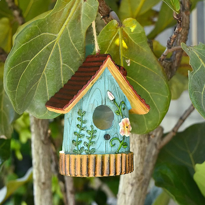 Resin Bird House Nest Garden Villa Wall Hanging Outdoor Decoration