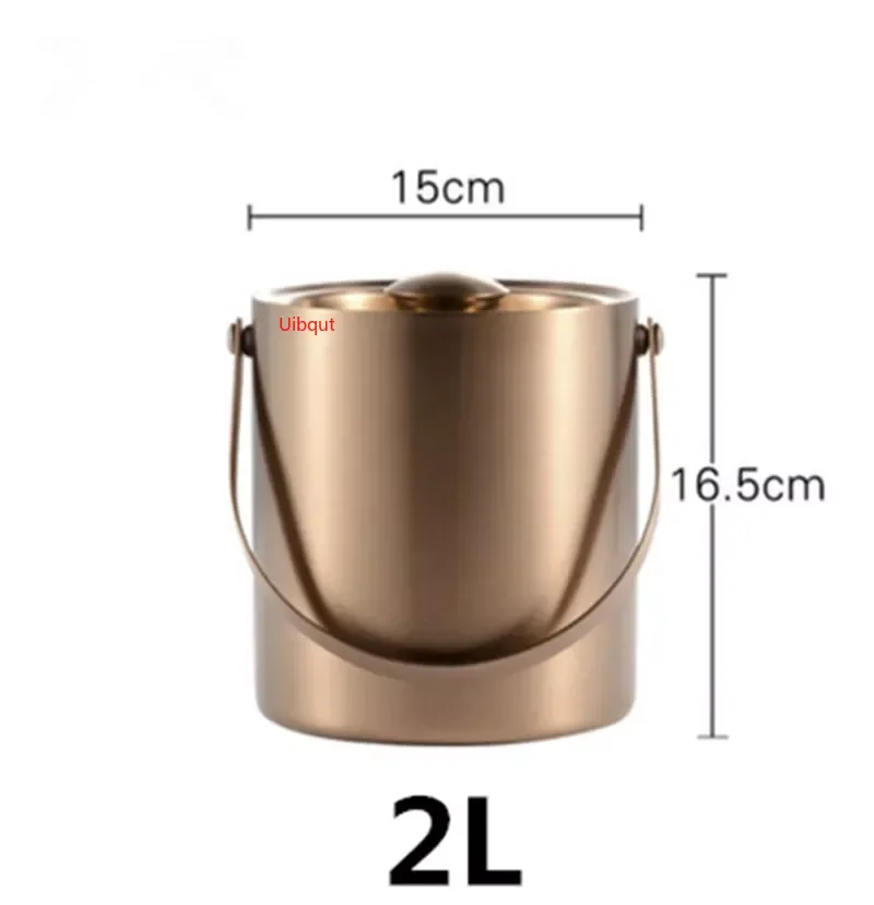 Seau à glace en acier inoxydable 3L Seau à glace isolé à double paroi avec couvercle, Conteneur de glaçons Rafraîchisseur pour refroidir le champagne, seau à vin pour bar à cocktails et