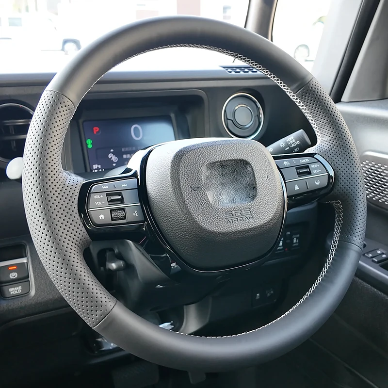 Genuine Nappa Leather Hand Stitched Steering Wheel Cover for Honda N Box (JF5) for Honda Freed Crosstar 2024-2025 Year