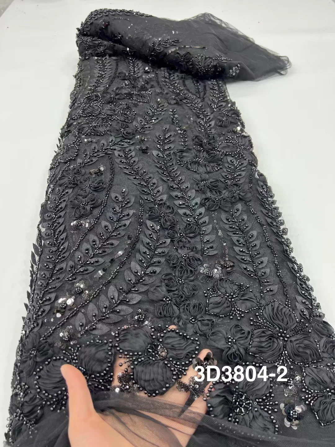 Nigerian 3D Bead Tube Embroidery Lace Fabric 2024 High Quality African Sequin French Tulle Fabric For Women Dress Sewing