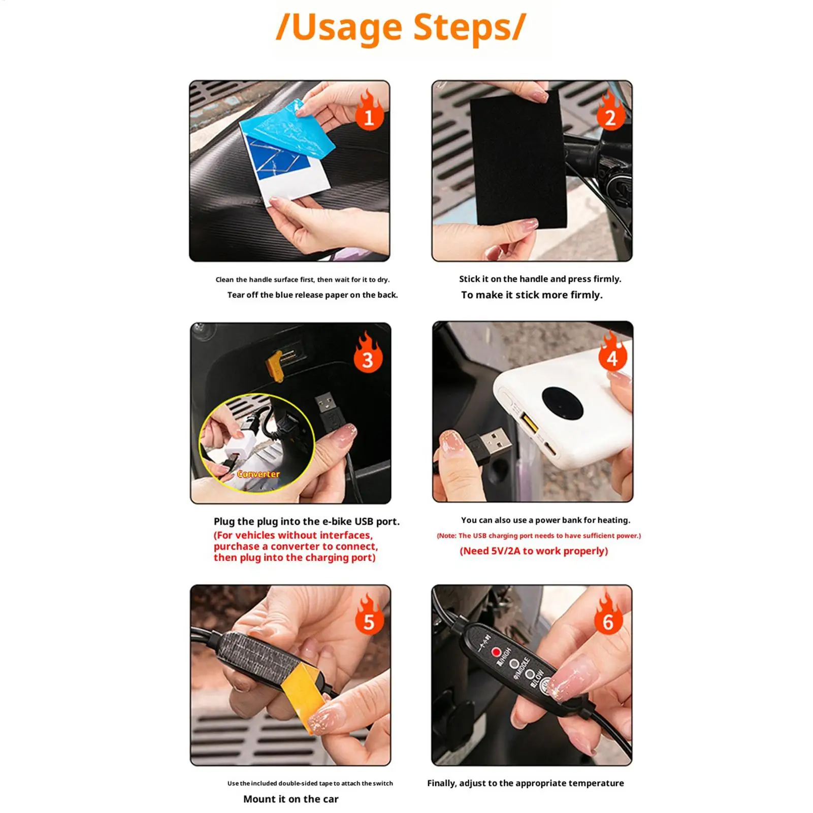 Motorcycle Heated Handlebar Covers Motorbike Winter Warming Supplies Waterproof Heating Handlebar Grip For Adults Men Women